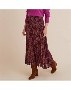 Юбка с плиссировкой длинная с цветочным принтом синий Laredoute