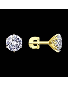 Серьги-пусеты из желтого золота с фианитами Sokolov