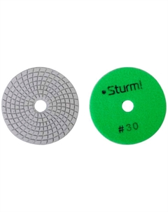 Круг шлифовальный гибкий 9012-W100-30, 100 мм, P30, мокрая шлифовка, 1 штука Sturm!