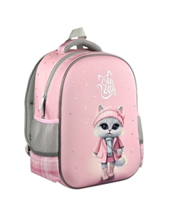 Ранец школьный Кошечка в пальто 27,5x37,5x14,5 см полиэстер ЭВА-панель печать серебристой краской су Нет марки