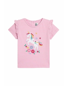 Футболка с принтом REGULAR FIT-APPLIQUÉ FRILL SHOULDER, фуксия Jojo maman bébé