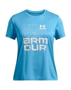 Топ с коротким рукавом Tech split wordmark для девочек, мультиколор Under armour