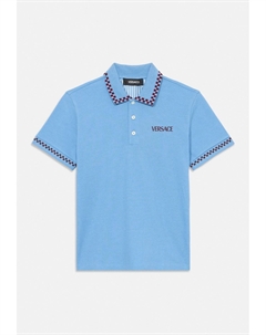 Поло LOGO DAMIER PRINT UNISEX, светло-голубой Versace