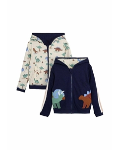 Толстовка на молнии DINO APPLIQUÉ REVERSIBLE TEXTURED HOODIE, синий Jojo maman bébé