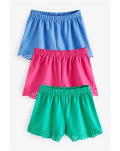 Комплект из 3 пар трикотажных шорт с вышивкой, синий Next