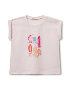 Футболка с принтом SHORT SLEEVE WITH PRINT, розовый United colors of benetton