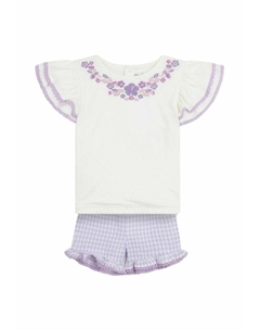 Футболка с принтом SET, цвет Lilac Purple Gingham Jojo maman bébé