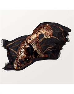 Женский платок Etole, Panthère in the jungle, черный кашемир и шелк Cartier