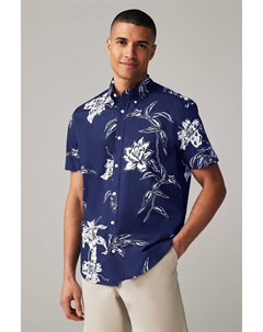 Рубашка с короткими рукавами и цветочным принтом, синий Next