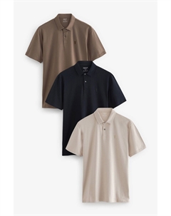 3 рубашки поло из джерси, черный Next