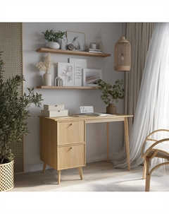 Рабочий стол с тумбой в сканди-бохо стиле бежевый Laredoute