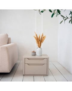 Прикроватная тумба с двумя ящиками в эмали  бежевый Laredoute