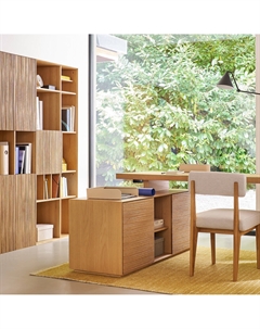 Четырехдверный книжный шкаф дуб и шпон Mikube бежевый Am.pm.