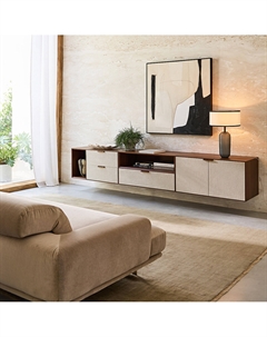 2-дверная тумба шпонированная орехом отделанная тканью Aldon каштановый Am.pm.