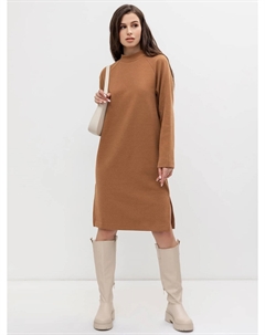 Платье из селаника с длинным рукавом в коричневом цвете Mark formelle