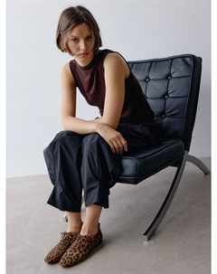 Балетки со шнуровкой из натуральной замши Sela