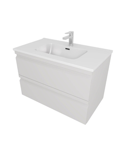 Тумба с раковиной Вега 80 подвесная, 2 ящика, серый туман Aquatek