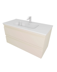 Тумба с раковиной Вега 100 подвесная, 2 ящика, капучино светлый Aquatek