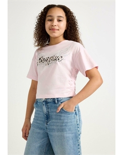 Футболка с принтом CROPPED, фуксия Lindex