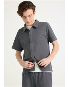 Рубашка SHORT-SLEEVED WITH WAFFLED STRUCTURE, темно-серый Lindex