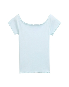 Футболка с принтом MIT CARMEN-AUSSCHNITT, светло-голубой Tom tailor