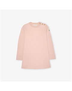 Платье из хлопкового джерси с круглым вырезом и длинными рукавами 4-12 лет, розовый Moncler