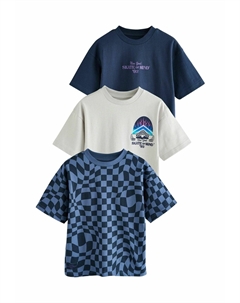 Футболка с принтом SHORT SLEEVE GRAPHIC 3 PACK STANDARD, синий Next