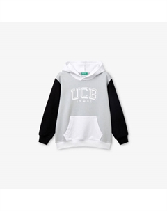 Худи с логотипом и цветными блоками, серый / черный Benetton