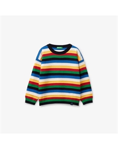 Джемпер с логотипом из хлопкового материала 18 месяцев - 6 лет в полоску, мультиколор Benetton