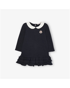 Платье из стрейч-хлопка с рюшами и длинными рукавами 3 месяца-3 года, синий Moncler