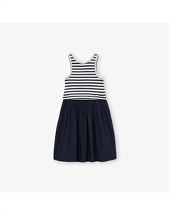 Платье миди Wren из хлопка в полоску с многослойным подолом для девочек 3-9 лет, синий Reiss