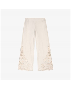 Брюки с фигурным краем средней посадки, экрю Maje