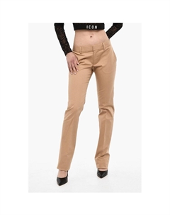 Прямые хлопковые брюки с высокой талией, Beige Dsquared2