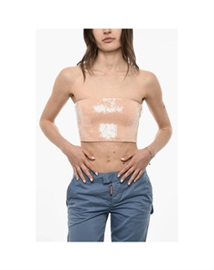 Укороченный топ без бретелек с пайетками, Multicolor Dsquared2