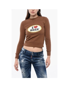 Укороченная толстовка с круглым вырезом и принтом, Brown Dsquared2