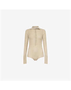 Боди из шерсти, шелка и кашемира с воротником-поло, желтый The frankie shop