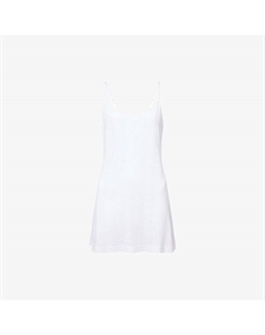 Платье мини Pointelle из хлопкового джерси с ажурными лямками, белый Adanola