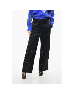 Атласные брюки-карго со шлевками для ремня, Black Msgm