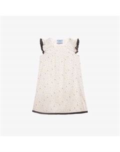 Платье мини из хлопка с цветочным принтом, белый Prada