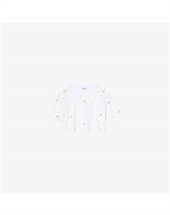 Топ короткий с жемчужными бусинами, белый Sandro