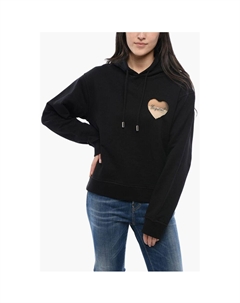 Толстовка с капюшоном из начесаного хлопка с прозрачной вставкой, Black Dsquared2