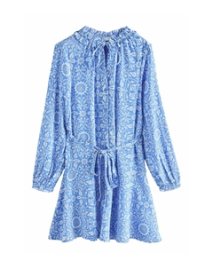 Платье-рубашка TIE WAIST LONG SLEEVE MINI, синий Next