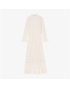 Платье длинное с V-образным вырезом и рукавами, белый Sandro