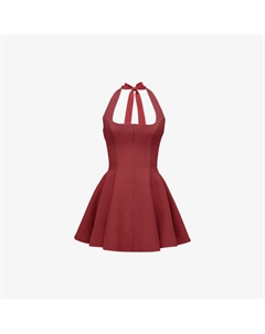 Платье мини Loulette из стрейч-крепа на бретелях с бантом, красный House of cb