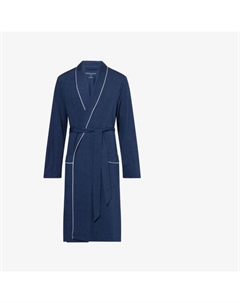 Халат с шалью-воротником из эластичного джерси, синий Derek rose