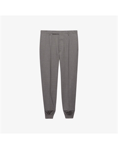 Брюки спортивные из шерсти с сужающимися штанинами и вышитым логотипом, серый Prada