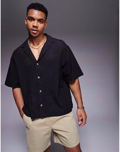 Свободная фактурная рубашка черного цвета Asos design