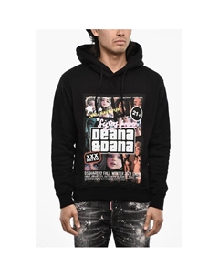 Хлопковая толстовка с капюшоном и макси-принтом, Black Dsquared2