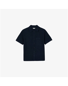 Рубашка короткая с пуговицами и вафельной текстурой, синий Sandro