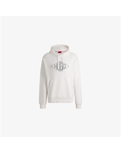 Худи из хлопкового джерси с карманом-кенгуру, белый Hugo